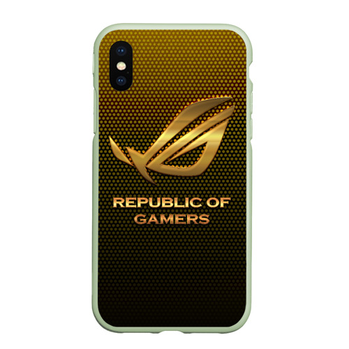 Чехол для iPhone XS Max матовый Republic of gamers, ROG Gaming, цвет салатовый