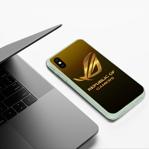 Чехол для iPhone XS Max матовый Republic of gamers, ROG Gaming, цвет салатовый - фото 5