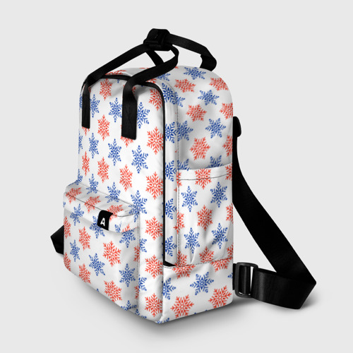 Женский рюкзак 3D с принтом Снежинки паттерн/snowflakes pattern, фото на моделе #1