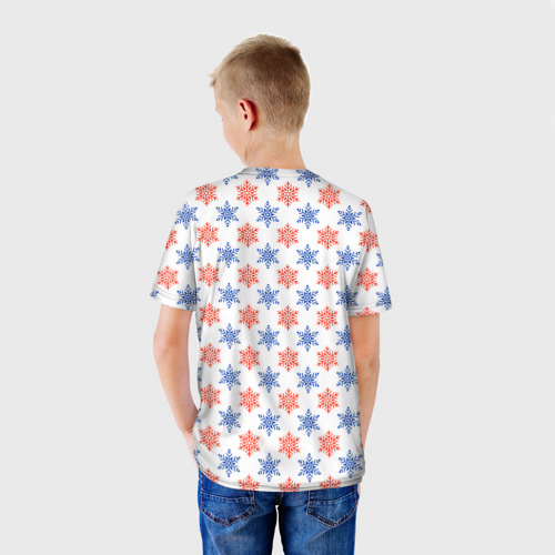 Детская футболка 3D Снежинки паттерн/snowflakes pattern, цвет 3D печать - фото 4