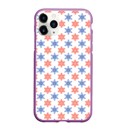 Чехол для iPhone 11 Pro Max матовый Снежинки паттерн/snowflakes pattern