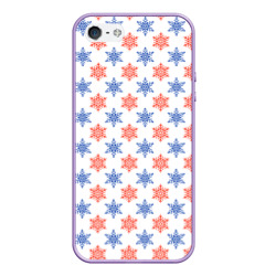 Чехол для iPhone 5/5S матовый Снежинки паттерн/snowflakes pattern