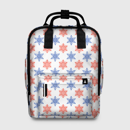 Женский рюкзак 3D с принтом Снежинки паттерн/snowflakes pattern, вид спереди #2