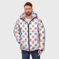 Мужская зимняя куртка 3D Снежинки паттерн/snowflakes pattern - фото 2