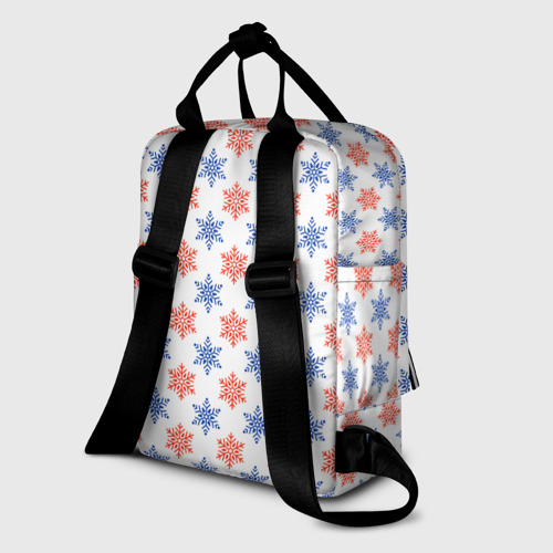 Женский рюкзак 3D с принтом Снежинки паттерн/snowflakes pattern, вид сзади #1