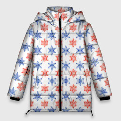 Женская зимняя куртка Oversize Снежинки паттерн/snowflakes pattern