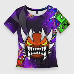 Женская футболка 3D Slim Geometry Dash demon skin геометри Даш демон скин