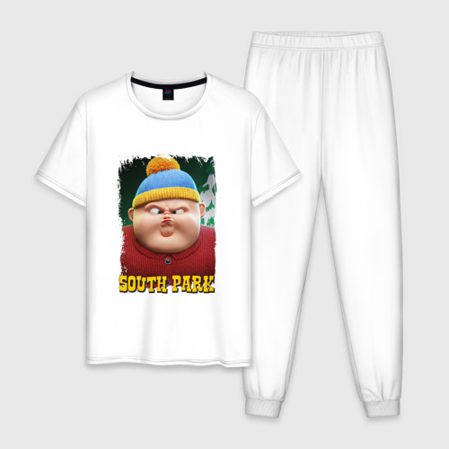 Мужская пижама хлопок с принтом Eric Cartman | 3D | South Park, вид спереди #2