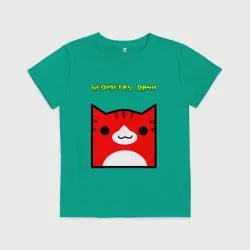 Детская футболка хлопок Geometry Dash cat skin/ геометри Даш кот скин