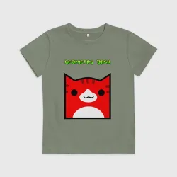 Детская футболка хлопок Geometry Dash cat skin/ геометри Даш кот скин