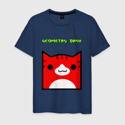 Мужская футболка хлопок Geometry Dash cat skin/ геометри Даш кот скин