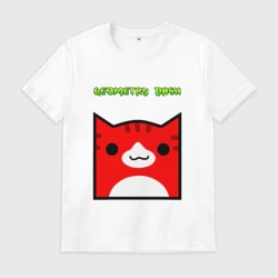 Мужская футболка хлопок Geometry Dash cat skin/ геометри Даш кот скин