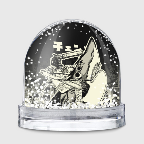 Игрушка Снежный шар Человек-бензопила и Демон-акула