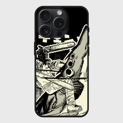 Чехол силиконовый для Apple iPhone 15 Pro матовый Человек-бензопила и Демон-акула