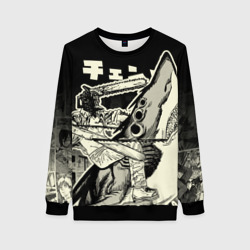 Женский свитшот 3D Человек-бензопила и Демон-акула