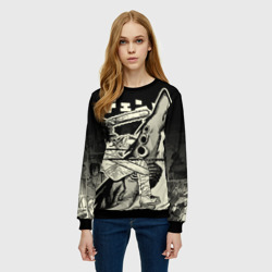 Женский свитшот 3D Человек-бензопила и Демон-акула - фото 2