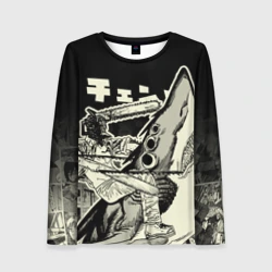 Женский лонгслив 3D Человек-бензопила и Демон-акула