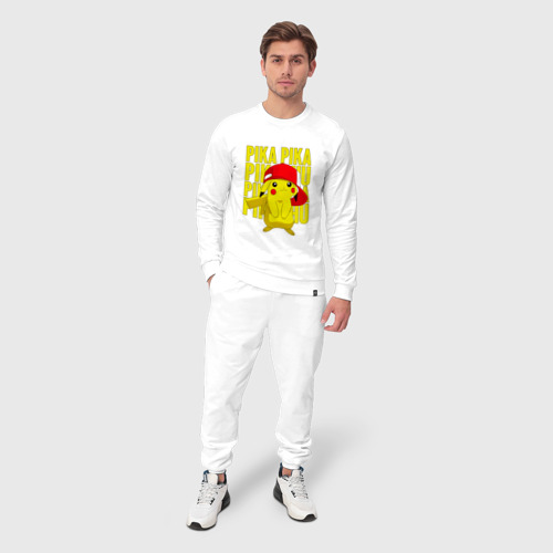 Мужской костюм хлопок Пикачу в кепке Покемоны, цвет белый - фото 3