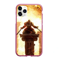 Чехол для iPhone 11 Pro Max матовый God of war Кратос в цепях