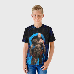 Детская футболка 3D Бог войны Кратос в огне на спине - фото 2