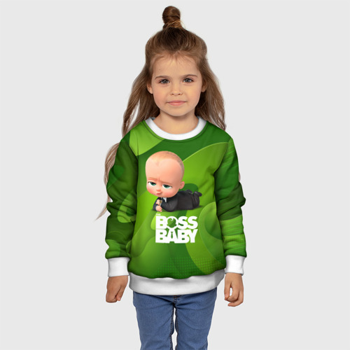 Детский свитшот 3D Босс молокосос зеленая абстракция, цвет 3D печать - фото 7