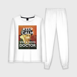 Женская пижама с лонгсливом хлопок Успокойся и сходи к хорошему доктору