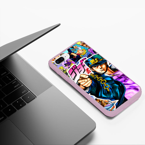 Чехол для iPhone 7Plus/8 Plus матовый Джотаро - JoJos Bizarre Adventure, цвет розовый - фото 5