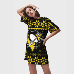 Платье-футболка 3D Питтсбург Пингвинз Новогодний - фото 2