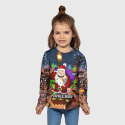 Детский лонгслив 3D Новогодняя ёлка в Майнкрафт Santa Claus - фото 2