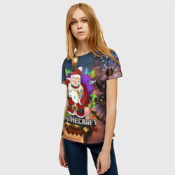 Женская футболка 3D Новогодняя ёлка в Майнкрафт Santa Claus - фото 2