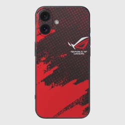 Чехол для iPhone 16 силиконовый с защитой камеры ASUS ROG republic of gamers