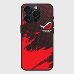 Чехол силиконовый для Apple iPhone 15 Pro Мax матовый ASUS ROG republic of gamers