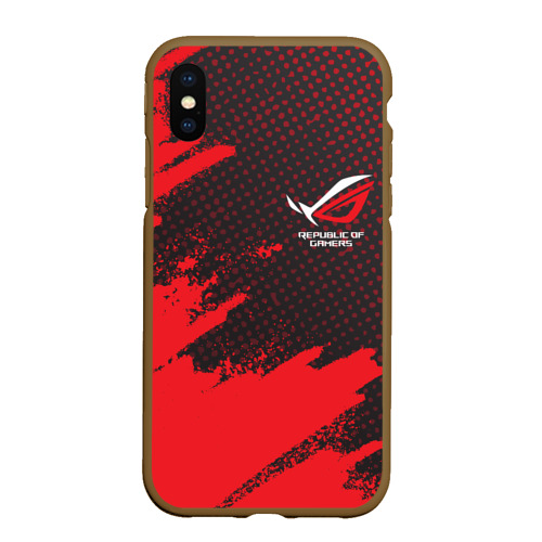 Чехол для iPhone XS Max матовый ASUS ROG republic of gamers, цвет коричневый