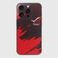 Чехол для iPhone 15 Pro Max силиконовый с защитой камеры ASUS ROG republic of gamers