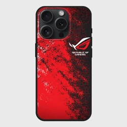 Чехол силиконовый для Apple iPhone 15 Pro Мax матовый ASUS republic of gamers ROG