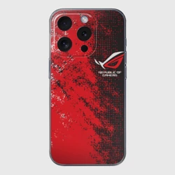 Чехол для iPhone 15 Pro Max силиконовый с защитой камеры ASUS republic of gamers ROG