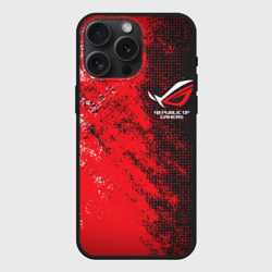 Чехол силиконовый для Apple iPhone 15 Pro Мax матовый ASUS republic of gamers ROG