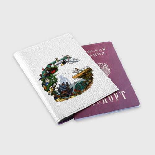 Обложка для паспорта матовая кожа Миры Хаяо Миядзаки унесенные призраками и другие, цвет фиолетовый - фото 3
