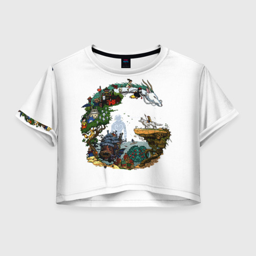 Женская футболка Crop-top 3D Миры Хаяо Миядзаки унесенные призраками и другие, цвет 3D печать