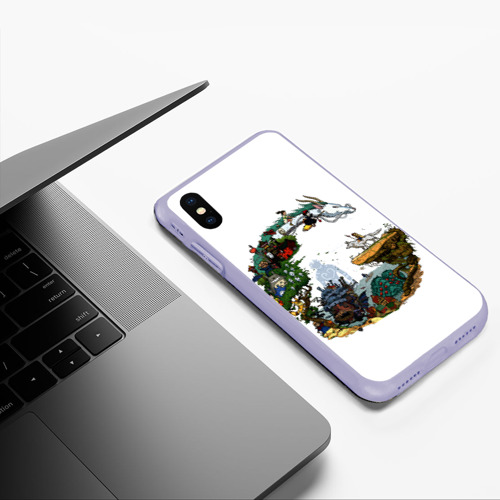 Чехол для iPhone XS Max матовый Миры Хаяо Миядзаки унесенные призраками и другие, цвет светло-сиреневый - фото 5