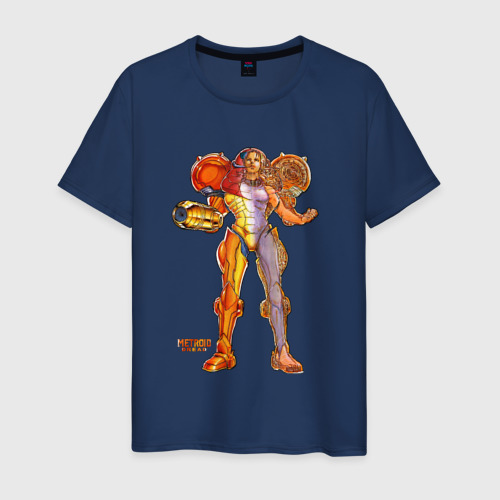 Мужская футболка хлопок Анатомия Экзоскелета Metroid Dread, цвет темно-синий