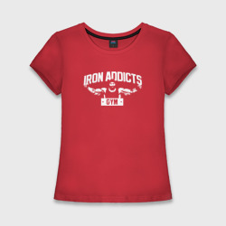 Женская футболка хлопок Slim Iron Addicts Gym