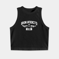 Женская укороченная майка-топ хлопок Iron Addicts Gym