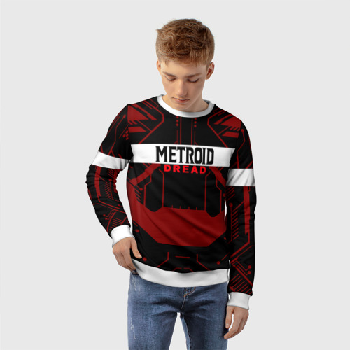 Детский свитшот 3D Metroid Dread Black Red Logo, цвет 3D печать - фото 3