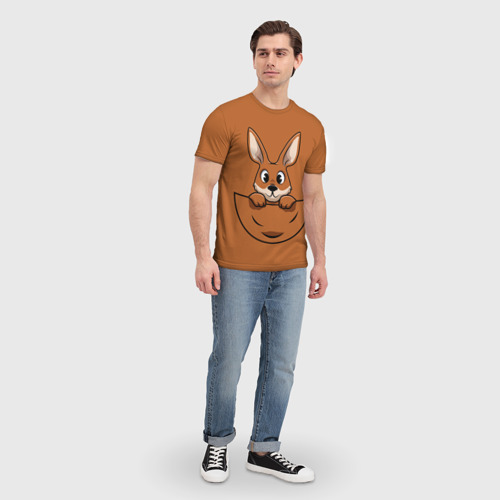 Мужская футболка 3D Милый кенгуренок в сумке, цвет 3D печать - фото 5