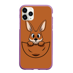 Чехол для iPhone 11 Pro Max матовый Милый кенгуренок в сумке