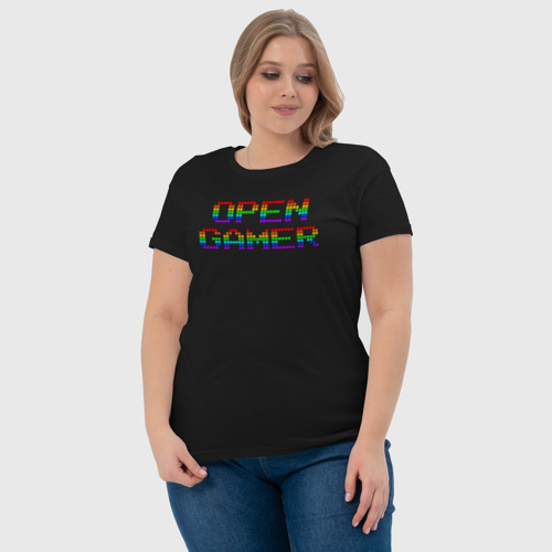 Женская футболка хлопок Open gamer, цвет черный - фото 6