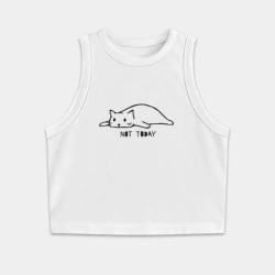 Женская укороченная майка-топ хлопок Кот не сегодня