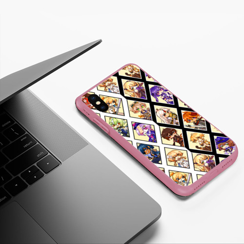 Чехол для iPhone XS Max матовый Genshin Impact Геншин Импакт все персонажи, цвет малиновый - фото 5