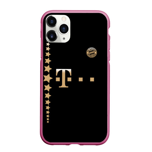 Чехол для iPhone 11 Pro Max матовый Bayern Lewandowski Black Theme, цвет малиновый